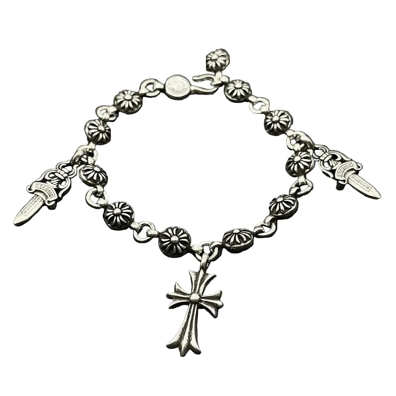 Chrome heart dagger cross bracelet