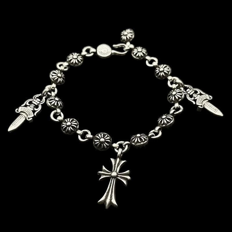 Chrome heart dagger cross bracelet