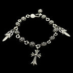 Chrome heart dagger cross bracelet