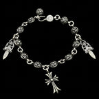 Chrome heart dagger cross bracelet