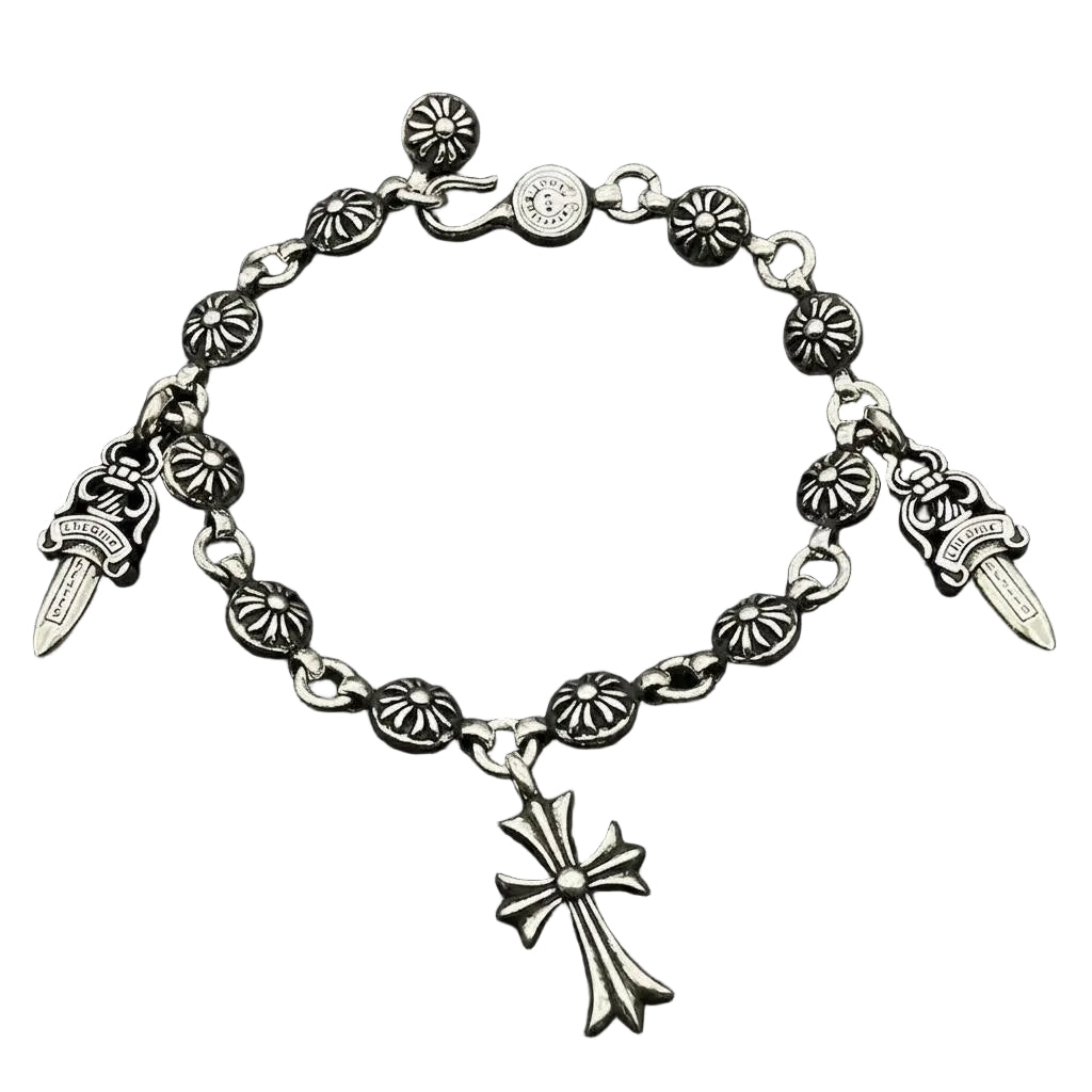 Chrome heart dagger cross bracelet